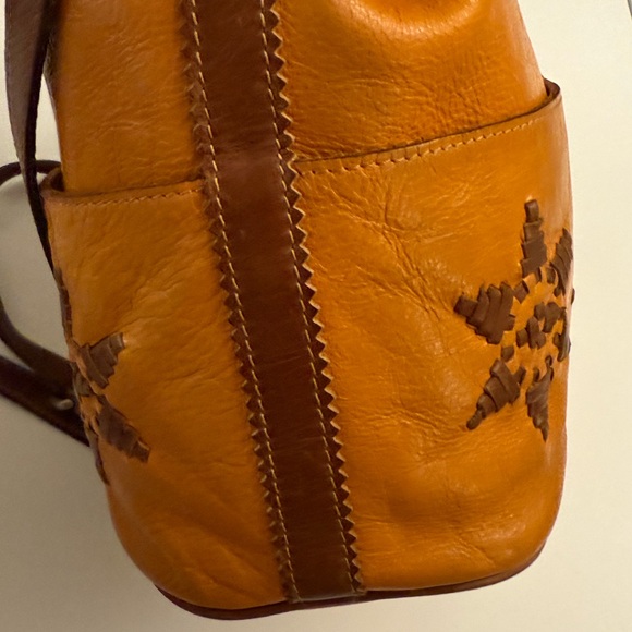 Patricia Nash Brindisi Distressed Brown and Tan Leather Drawstring Bag - Picture 7 of 13